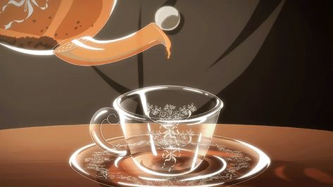 Coffe Anime Aesthetic, Tea Anime Aesthetic, Tea Gif, Gifs Anime, Anime Bento, Food Anime, Aesthetic Gifs, Coffee Gif, Aesthetic Brown