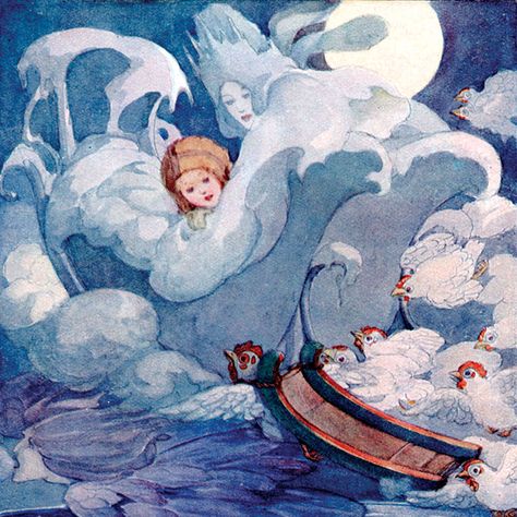 Anne Anderson Snow Queen Illustration, Hans Andersen, Fairy Tale Illustrations, Andersen's Fairy Tales, Fairy Tale Art, Fairy Paintings, Wonder Book, The Snow Queen, Queen Art