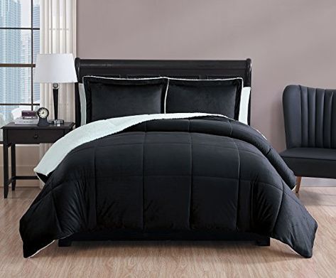 VCNY Home Micro Mink Reversible Sherpa 3 Piece Bedding Comforter Set, King, Black Best Quilted Comforter, Set USA Little Boy Bedroom, Brown Comforter, Bedroom Comforter Sets, Quilted Comforter, Twin Comforter Sets, Box Pattern, Perfect Bedding, Twin Comforter, Buy Bed