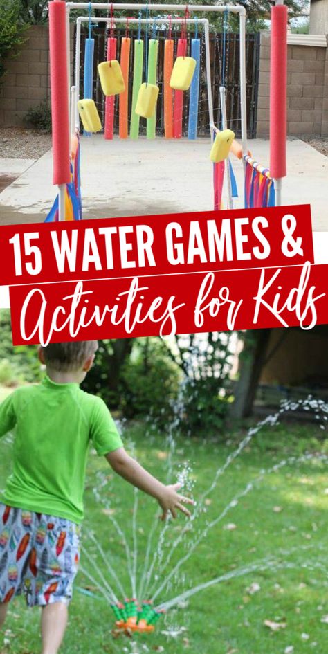 15 Water Games and Activities for Kids! Fun and Easy Outside Games and Water Sports for Summer! Backyard Cookouts and Barbecues just got better with these fun ideas for Water Play in the yard! #passion4savings #water #games #ideas #diy #backyard #kids #summer Easy Outside Games, Water Activities For Kids, Fun Water Activities, Water Activities Kids, Fun Activites, Backyard Kids, Babysitting Activities, Outside Games, Children Swimming Pool