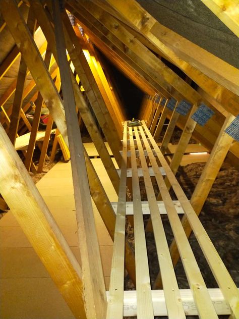 Loft Shelving Ideas, Attic Truss Storage, Loft Boarding Ideas, Loft Organization Ideas, Loft Organisation, Rafter Storage, Loft Shelves, Attic Retreat, Loft Boarding