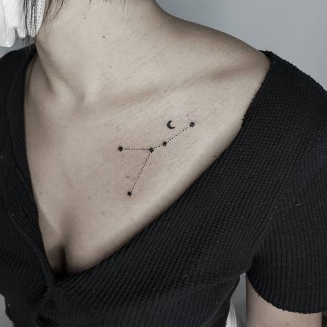 Zodiac Constellation Tattoo, Star Constellation Tattoo, Astrology Tattoo, Constellation Tattoo, Skeleton Hand Tattoo, Zodiac Sign Tattoos, Chest Tattoo Men, Zodiac Tattoos, Constellation Tattoos