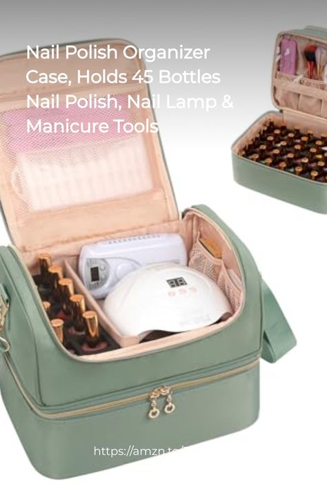 💅 Versatile Use --- Not only is this nail polish organizer perfect for nail technicians who are on the go, but it's also great for home use, organizing your nail polish collection, and more. It's a versatile and practical solution for anyone who loves manicures. 💅 Large Capacity --- This nail polish organizer case can hold up to 45 nail polish bottles, a led nail lamp, nail drills, and other manicure tools, keeping your manicure set neat and organized. The bag measures 12.2"×9"×9".  #affiliatelink #NailPolishOrganizer #NailCareEssentials #ManicureStorage #BeautyOrganization #NailArtLovers Travel Nail Tech, Nail Organization, Latest Makeup Trends, Nail Polish Organizer, Nail Drills, Wishlist 2024, Beauty Organization, Gel Nail Kit, Nail Polish Bottles