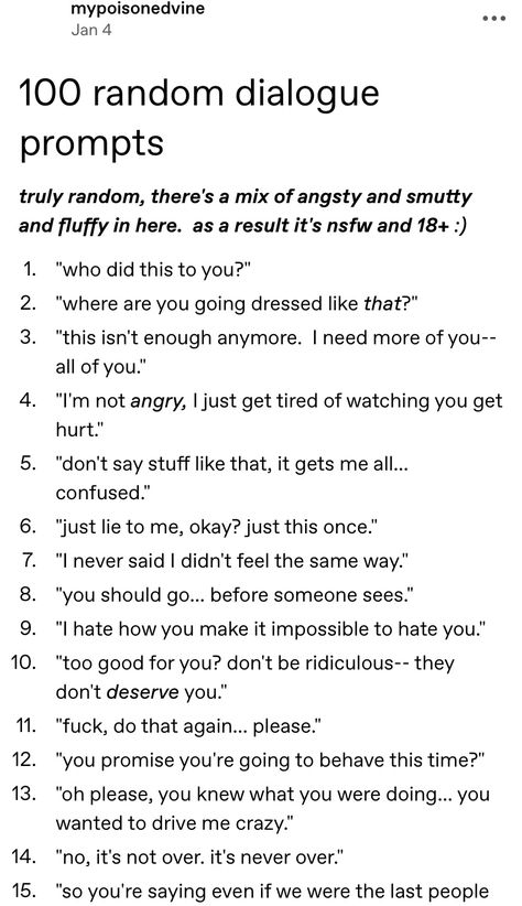 Fan Fiction Prompts, Cool Dialogue Prompts, Tension Dialogue Prompts, Whumper Prompts Dialogue, Book Dialogue, Witty Dialogue Prompts, Fiction Prompts, Author Lifestyle, Threat Dialogue Prompts