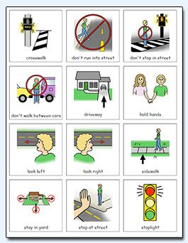 Do2Learn: Educational Resources for Special Needs Pedestrian Safety Activities, Traffic Rules For Kids, Safety Rules On Road, Road Safety Games, Safety Rules At School, Road Safety Poster, Road Safety Signs, Teaching Safety, Street Safety