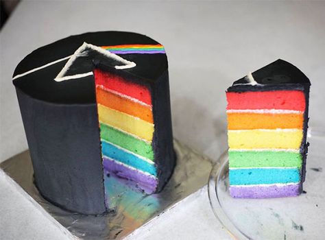 Pink Floyd Dark Side Of The Moon Cake | Bored Panda Pink Floyd Birthday Cake, Pecan Cake, Pink Floyd Dark Side, Mooncake, Cool Cakes, Moon Cake, Rainbow Cake, Iftar, Creative Cakes