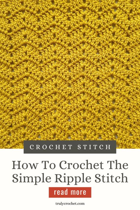 How To Crochet The Simple Ripple Stitch Crochet Ripple Stitches, Ripple Stitch Crochet, Crochet Ripple Afghan Pattern, Modern Shawl, Ripple Afghan Pattern, Ripple Crochet, Crochet Ripple Afghan, Crochet Ripple Pattern, Ripple Pattern