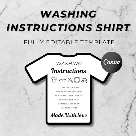 Introducing our T Shirt Care Card, the perfect solution for keeping your favorite shirts looking great for years to come. This printable care card includes essential washing instructions and care instructions that help you maintain the quality of your apparel. With our editable care card template, you can customize the garment care card to fit your personal style. Whether you need a washing care card for a special gift or simply want to share care tips with friends, our T Shirt Care Card is designed to make clothing maintenance easy and accessible. Don't let your cherished t-shirts fade or wear out--equip yourself with the best care instructions with our T-Shirt care card today! **Please note this is a digital product - no physical item will be shipped to you. Once you have placed your ord Card Svg, Small Business Supplies, Care Card, Business Supplies, Washing Instructions, Don't Let, Card Template, Special Gift, Special Gifts