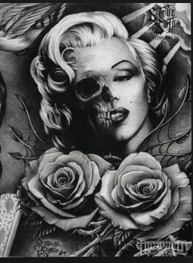 Marilyn Monroe Skull Rose Tattoo Half Skull Tattoo, Tattoo Lower Back, Monroe Tattoo, Half Skull, Skull Tattoos, Latest Trend, Lower Back, Marilyn Monroe, Skull Tattoo