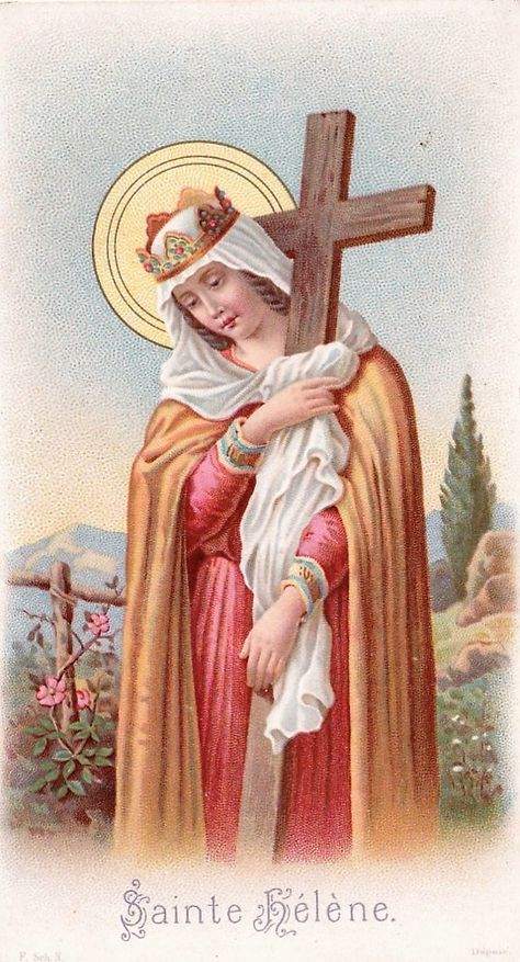 Jungle Warriors, Female Saints, Saint Art, Catholic Sacraments, Traditional Catholicism, Santa Helena, Vintage Holy Cards, Saint Helena, Religious Pictures