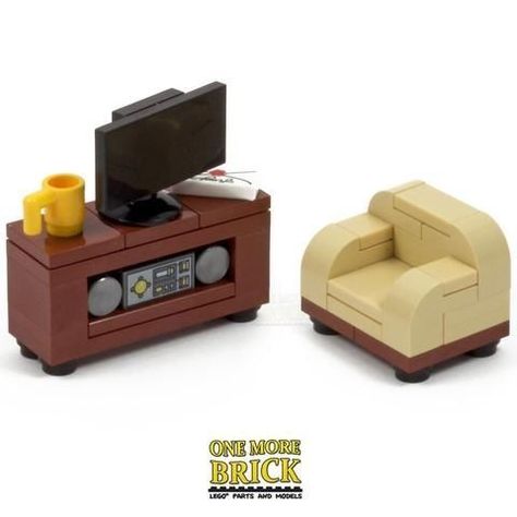 Lego Diy Crafts, Lego House Ideas, Lego Tv, Television Cabinet, Lego Furniture, Lego Challenge, Construction Lego, Micro Lego, Lego Diy