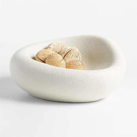 New Arrivals: Decor | Crate & Barrel Ceramic Centerpiece, Organic Sculpture, Organic Ceramics, Glass Centerpieces, Citrus Fruits, Natural Wood Finish, Centerpiece Bowl, Ceramic Bowl, White Glaze