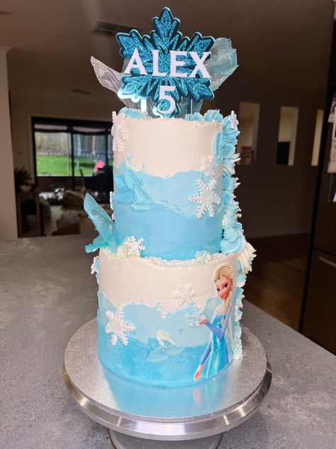 Two Tier Chocolate Cake, Cake Two Tier, Elsa Cake Frozen, Elsa Cake, Elsa Cakes, Frozen Themed Birthday Party, Two Tier Cake, Cake Buttercream, Frozen Themed