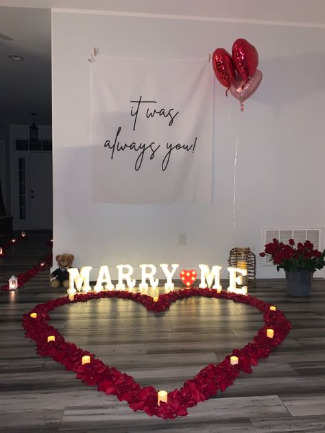 #proposal #proposalsetup #marryme #heartproposal Diy Proposal Ideas Marry Me, Marry Me Roses Proposal, Marry Me Marquee Letters Proposal, Will You Marry Me Sign Flowers, Proposal At Home, Proposal Signs Marry Me Diy, Proposal Setup, Marry Me, At Home