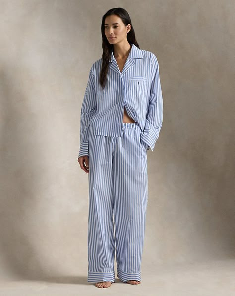 Poplin pyjamaset lange mouw voor dames | Ralph Lauren® NL Women Pyjamas Nightwear, Chic Pajamas Outfit, Cotton Pjs For Women, Long Pajama Set, Ralph Lauren Pjs, Pj Sets Women, Pyjama Packaging, Old Money Pajamas, Classy Pajamas