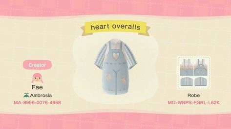 Heart Overalls, Animal Crossing Design Codes, Animal Crossing Design, Animal Crossing Funny, Animal Crossing Memes, Animal Crossing Qr Codes Clothes, Qr Codes Animal Crossing, Animal Crossing Characters, Animal Crossing Villagers