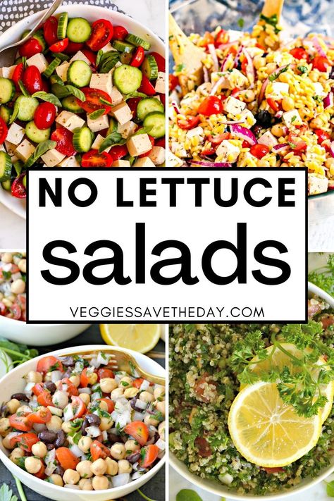 Pasta And Potatoes, Salads Without Lettuce, Lettuce Salads, Tofu Quinoa, Lettuce Salad Recipes, Veggie Salad Recipes, Lettuce Recipes, Vegetable Salad Recipes, Side Salad Recipes