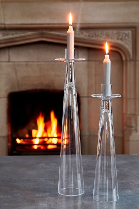 These handsome candleholders are made from wonderfully solid clear glass that appears at once substantial yet elegant - a must for the seasonal dining table. Available in two sizes - mix and match them for sophisticated candlelight displays. Floor Standing Candle Holders, Large Glass Candle Holders, Glass Pillar Candle Holders, Glass Candelabra, Floor Candle Holders, Floor Candle, Modern Candle Holders, Rustic Candle Holders, Large Candle Holders