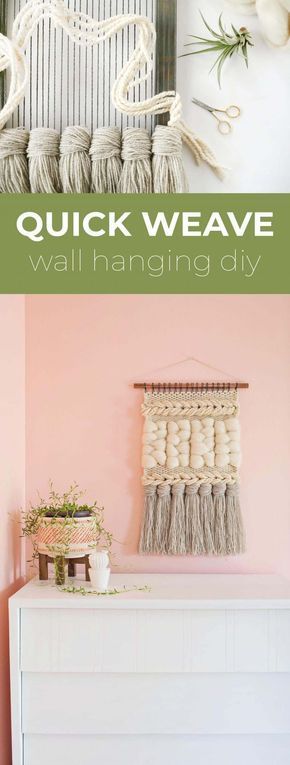 Woven Wall Hanging Diy, Weave Wall Hanging, Wall Weave, Hanging Diy, Weaving Wall Hanging, Weaving Tutorial, Diy Weaving, Wall Hanging Diy, Quick Weave