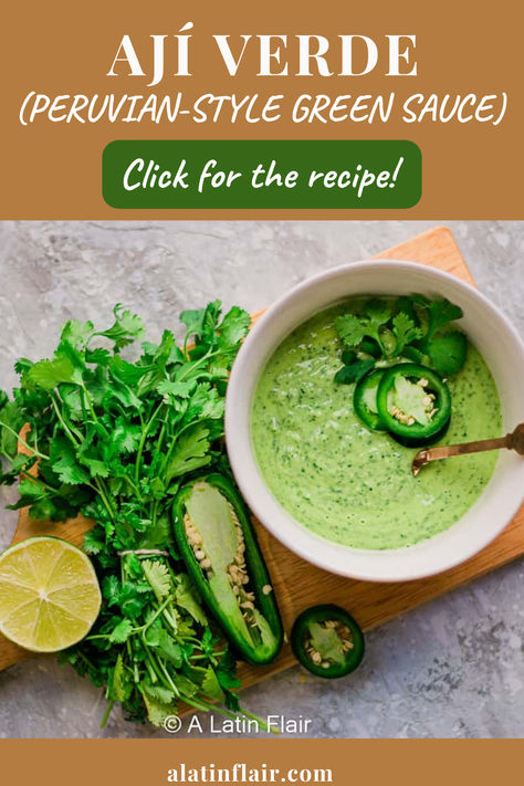 🌶️ Spice up your life! 🌶️ This AJÍ VERDE (PERUVIAN-STYLE GREEN SAUCE) is packed with flavor and perfect for everything from tacos to grilled chicken. Try it once, you'll be hooked! CLICK FOR THE RECIPE! Brazilian Green Sauce, Ahi Verde Sauce, Peruvian Green Sauce Recipe, Peruvian Sauce, Aji Verde Sauce, Peruvian Green Sauce, Green Sauce Recipe, 2024 Meals, Peruvian Chicken