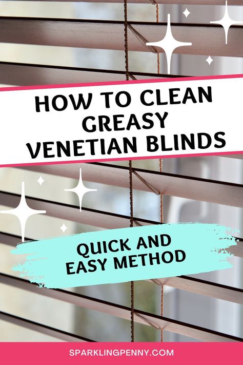 How to clean greasy wooden, metal or plastic Venetian blinds the easy way. I show you a way of deep cleaning your horizontal blinds without taking them down. This DIY method is easy and fast. Cleaning Blinds Easy, Dark Wood Blinds, Cleaning Mini Blinds, Cleaning Wood Blinds, Faux Blinds, Oasis Decor, How To Clean Aluminum, Cleaning Grease, Metal Blinds