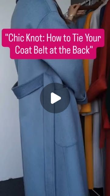 hijabi_5/folding /hacks/Inspiration on Instagram: ""Chic Knot: How to Tie Your Coat Belt at the Back"
Follow me @hijabi_hijabi5 
#FashionTips #StyleHack #CoatBeltStyle #ChicLook #WinterFashion #OutfitInspo #BeltKnot #StylishDetails #FashionHack #ElegantStyle" How To Tie Coat Belt Knots, How To Tie A Jumpsuit Knot, Coat Belt Knot, Dark Blue Trench Coat Outfit, Tie Coat Belt, Tie A Coat Belt, How To Tie A Tie, How To Tie A Belt, Belt Knot