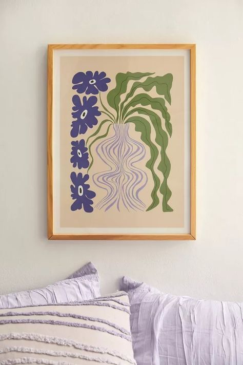 Miho Dropping Leaf Plant Art Print | Urban Outfitters Apartment Wall Art, Plant Art Print, Dorm Art, Purple Walls, Green Wall Art, Plant Art, Flash Art, Mirror Wall Art, Natural Wood Frames