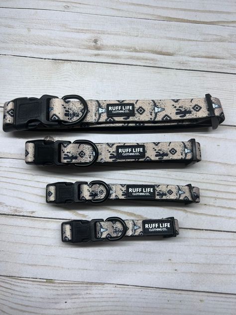 Western Print Dog Collar, Ruff Life Clothing Co, Walk Wear, Pet Collar, Tan, Western Dog, Bull Skull, Cactus Western Dog Stuff, Western Dog Accessories, Cute Dog Accessories, Western Dog Collars, Skull Cactus, Camo Dog Collars, Western Stuff, Cute Dog Collars, Small Dog Collar