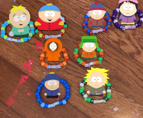 South Park Clay Bead Bracelet, South Park Friendship Bracelet, South Park Craft Ideas, Kandi Bracelets South Park, Southpark Bracelet, South Park Jewelry, Kenny Bracelet, South Park Diy Crafts, Kandi South Park