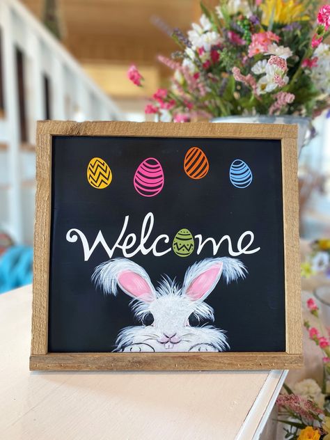 Easter Bunny Chalkboard Art, Bunny Chalkboard Art, Easter Chalkboard Ideas, Easter Chalk Art, Chalk Bunny, Easter Chalkboard Art, Easter Sayings, Spring Chalkboard Art, Spring Chalkboard