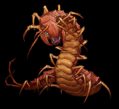 Titan Centipede - Monsters - Archives of Nethys: Pathfinder 2nd Edition Database Giant Centipede Dnd, Centipede Reference, Bug Monster Concept Art, Insect Monster Concept Art, Giant Centipede, Animal Creatures, Centipedes, Arte Doodle, Animal Templates