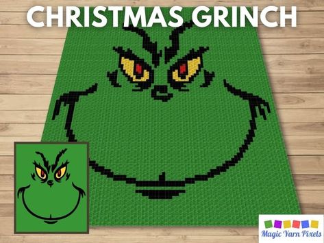 The Grinch Crochet, Grinch Crochet Pattern, Christmas Afghan, C2c Blanket, Christmas Crochet Blanket, Holiday Blankets, Crochet Santa, Christmas Grinch, C2c Crochet