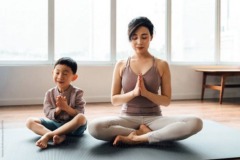 Mother and son practicing yoga at home by MaaHoo Studio for Stocksy United Meditation Gardens, Family Yoga, Yoga Photoshoot, Family Portrait Poses, Yoga Photos, Yoga Mom, Partner Yoga, Kids Yoga, Personal Branding Photoshoot