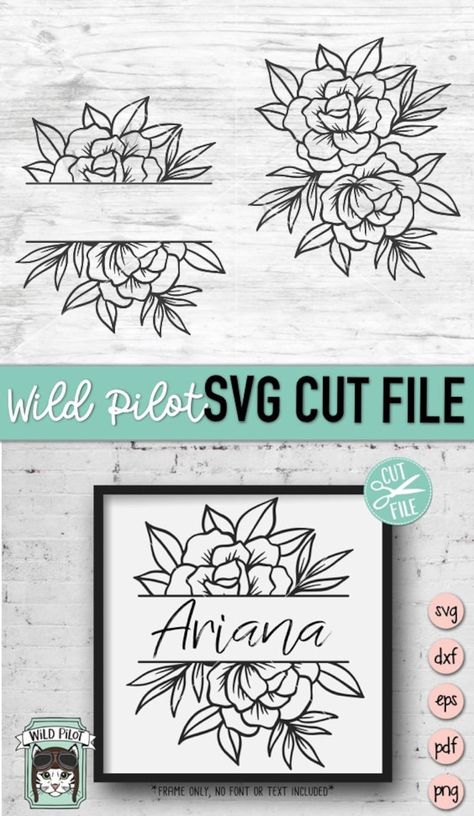 Flower Monogram Svg, Quote Plaques, Flower Svg Files, Flower Monogram, Floral Svg, Split Monogram, Image Svg, Cricut Projects Beginner, Floral Drawing