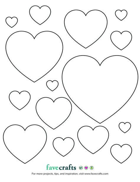 These free Printable Hearts can be used for so many different craft projects! Download and print this free PDF and use these hearts as a template. Printable Hearts, Heart Shapes Template, Hearts Printable, Printable Heart Template, Shapes Printable, Heart Ideas, Heart Coloring Pages, Kartu Valentine, Heart Printable