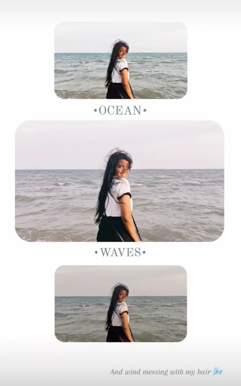 Aesthetic Instagram story collage idea Pondicherry Photography, Waves Collage, Ocean Captions, Collage Instagram Story, Creative Beach Pictures, Beach Photo Inspiration, Instagram Story Idea, Beach Instagram Pictures, Instagram Collage