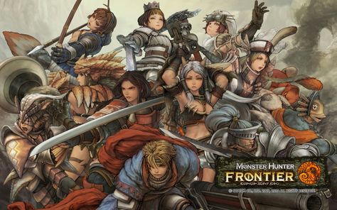 Monster Hunter Frontier, Monster Hunter Wiki, Monster Hunt, Fantasy Armour, Group Pose, Monster Hunter Series, Monster Hunter Art, Hunter Art, Monster Hunter World