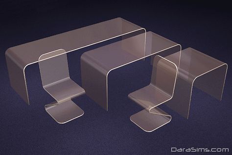 Sims 4 Glass Table, Kitchen Glasses Set, Glass Dining Set, Sims 4 Kitchen, Ts2 Cc, Glass Console Table, The Sims 2, Los Sims, Glass Railing