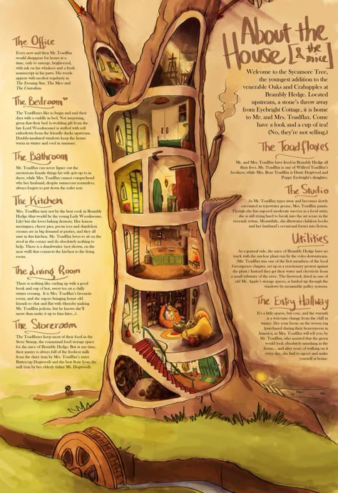 Brambley Hedge, Trendy House, Fantasy Mythology, Brambly Hedge, 동화 삽화, House Tree, Marjolein Bastin, Pixie Hollow, House Illustration