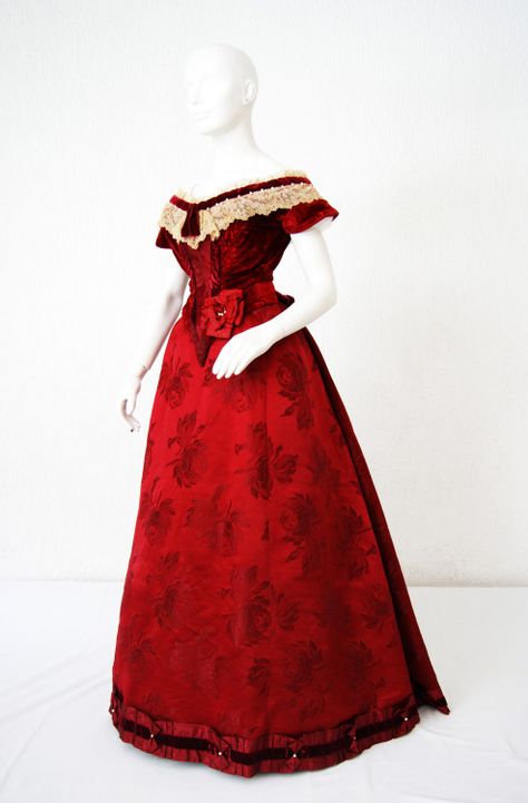 1890s Red Dress, 1890s Evening Gown, Camille Belcourt, Historical Outfits, Red Evening Gown, Historical Gowns, 1900 Fashion, Vintage Attire, 1870s Fashion