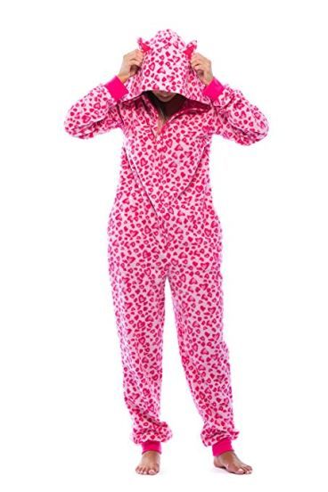 Amazon Adult Onesie with Animal Prints Pajamas One Piece with Hood Pink Leopard Cheetah Cute Cat Ears Adult Onesie Pajamas, Love Store, One Piece Clothing, Onesie Pajamas, One Piece Pajamas, Print Pajamas, Pink Leopard, Animal Prints, Getting Cozy