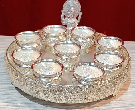 Thali Plate, Fruit Desert, Ice Cream Set, Pooja Thali, Silver Pooja Items, Gold Bangle Set, Ice Cream Bowl, Dry Fruits, Silver Collection