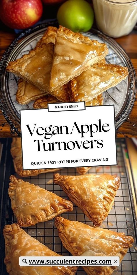 Enjoy these flaky and sweet Vegan Apple Turnovers! Filled with spiced apple goodness, they make a perfect dessert or snack that’s entirely dairy-free and egg-free. Vegan Apple Pie Filling, Vegan Apple Turnovers, Apple Recipes With Puff Pastry, Vegan Apple Pie Recipe, Puff Pastry Apple Pie, Puff Pastry Recipes Dessert, Plant Based Dessert Recipes, Vegan Tarts, Vegan Apple Pie