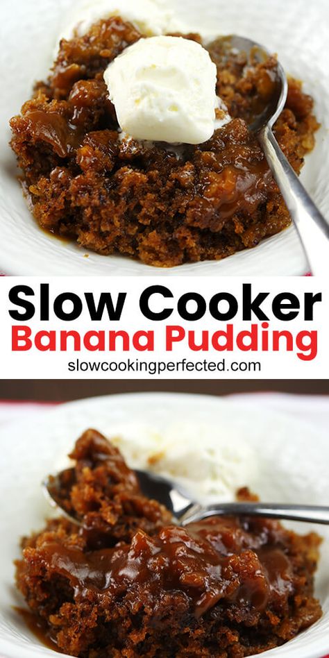 Slow Cooker Pudding Recipes, Slow Cooker Puddings, Slow Cooker Banana Bread, Slow Cooker Cake, Ripe Banana Recipe, Slow Cooker Baking, Slow Cooker Lamb, Crockpot Dessert Recipes, Slow Cooker Recipes Dessert