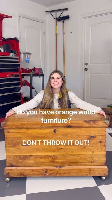 Anne “Lilly” Skjoldahl - DIY furniture flips + home improvement on Instagram: "DONT THROW OUT THAT ORANGE FURNITURE! 👇🏼Comment LIST for the full list of supplies to turn this orange oak chest into to a pottery barn look-a-like including the @realmilkpaintco waxes!! (A D) Here’s how I did it! + removed all the brass hardware & accents + scraped off all the old varnish with my carbide scraper + sanded off the remaining finish with 120 grit, working my way up to 220 + applied @realmilkpaintco wood wax into the inside of the chest to moisturize & renew the wood! It made such a difference + generously applied #realmilkpaintco soft wax in WHITE to the outside of the chest in a circular motion + I buffed off the excess white wax with a clean lint free cloth - an old teeshirt would work too! + Orange Wood Furniture, Lint Free Cloth, Orange Furniture, Furniture Flips, Orange Wood, Wood Wax, White Wax, I Did It, How To Turn