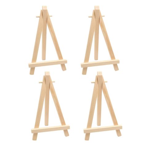 We offer Free Shipping on all order!! Wel come to my stores, The Smart of your choice and satisfaction guarantee. 4pcs Mini Wood Display Easels, Small Table Top Easels, Artist Triangle Easels for Displaying Canvas Paintings, Weddings, Business Cards, Photos, Crafts Gallery Product Description Features Our wood display easels adopt the three leg design, can stand on flat surfaces without slipping, perfect for holding small canvases, photos, business cards, and more. Wooden easel stands are made of natural wood, light weight, foldable, smooth to touch, with no pointed edges or burrs, no need to worry about scratching your hands. The small triangular easel size: 14.7 x 8cm / 5.8 x 3.1inch. Color: Wood color. You can also paint it with your favorite color. These small table easels can be place Canvas Stand Wooden, Canvas Stand, Table Easel, Photo Business Cards, Wood Easel, Wooden Display Stand, Memo Holder, Wooden Easel, Wood Display