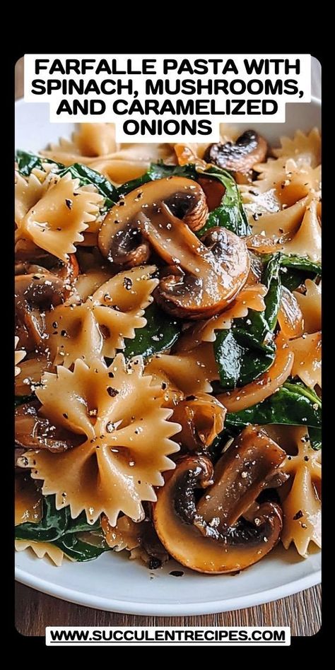 This Farfalle Pasta with Spinach, Mushrooms, and Caramelized Onions is an ideal holiday dish. Packed with savory, sweet, and earthy flavors, it’s sure to be a favorite at your Christmas gathering. Diy Snack Ideas, Pasta With Spinach, Cozy Movie Night, Farfalle Pasta, Spinach Recipe, Diy Snacks, Creative Recipes, Spinach Pasta, Spinach Recipes