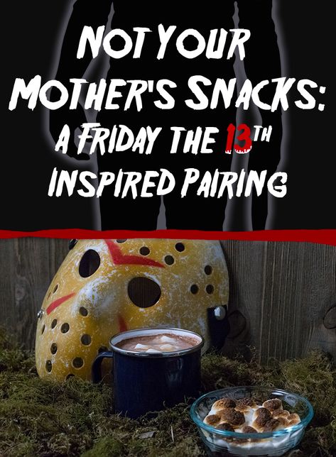 These Friday the 13th inspired snacks aren't your mother's recipe! 2geekswhoeat.com #HorrorMovie #Recipe #ad Friday 13th Food Ideas, Friday The 13th Treats, Friday The 13th Drinks, Horror Movie Recipes, Friday The 13th Dessert, Friday The 13th Food Ideas, Camp Crystal Lake Party, Friday 13th Party, Movie Inspired Recipes