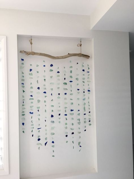 Sea Glass Art Installation, Sea Glass Curtain, Sea Glass Room Decor, Seaglass Home Decor, Sea Glass Home Decor, Diy Ocean Decor Sea Theme Wall Art, Nautical Seaglass Art, Sea Glass Wall Hanging, Seaglass Wall Art