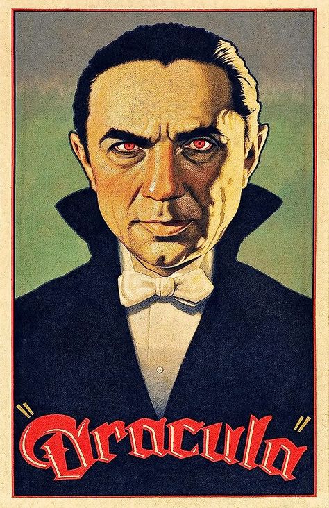 Vintage Dracula Art, Classic Movie Monsters, Halloween Literature, Horror Movie Monsters, Vintage Dracula, Dracula 1931, Movie Home Decor, Celebrity Posters, Dracula Art